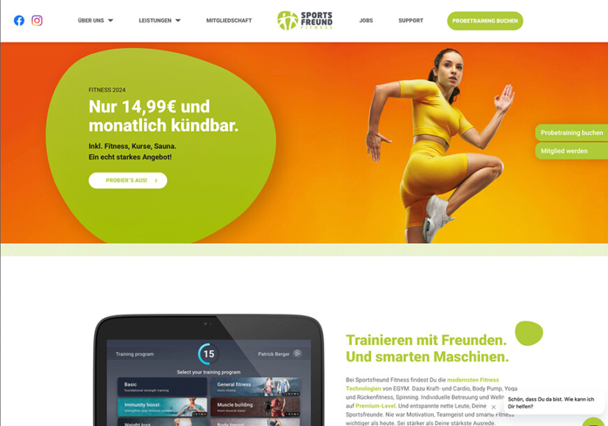 Webdesign und WordPress Entwicklung Sportsfreundfitness