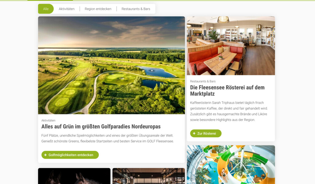 Die Website fleesensee.de präsentiert das Hotels & Sportresort Fleesensee in der Mecklenburgischen Seenplatte.