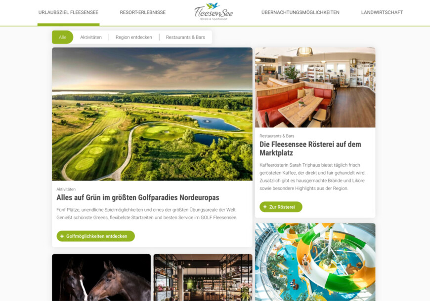 Die Website fleesensee.de präsentiert das Hotels & Sportresort Fleesensee in der Mecklenburgischen Seenplatte.